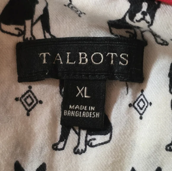 Talbots XL Dog Print Button Front Cotton Blouse Preppy Casual Shirt - Picture 9 of 10